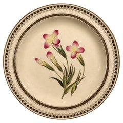 Piatto campione Wedgwood Creamware con pianta di iris