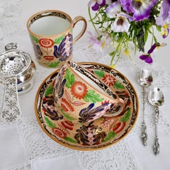 Wedgwood Creamware Teacup Trio, Chrysanthemum Pattern, Regency, ca 1815