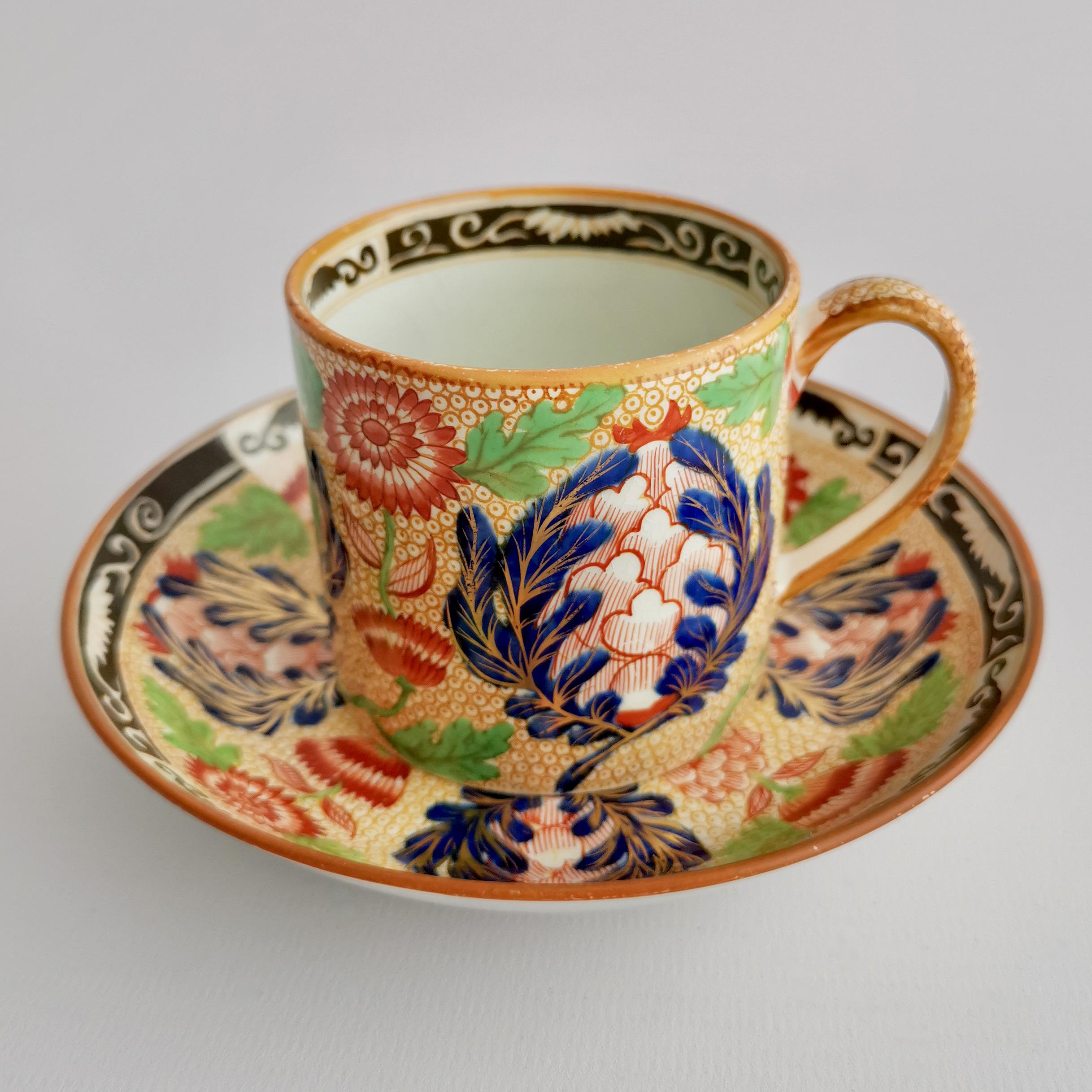 Chinoiserie Wedgwood Creamware Teacup Trio, Chrysanthemum Pattern, Regency, ca 1815