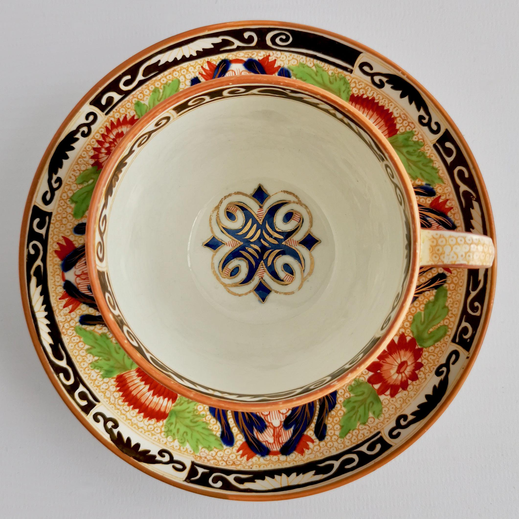 Early 19th Century Wedgwood Creamware Teacup Trio, Chrysanthemum Pattern, Regency, ca 1815