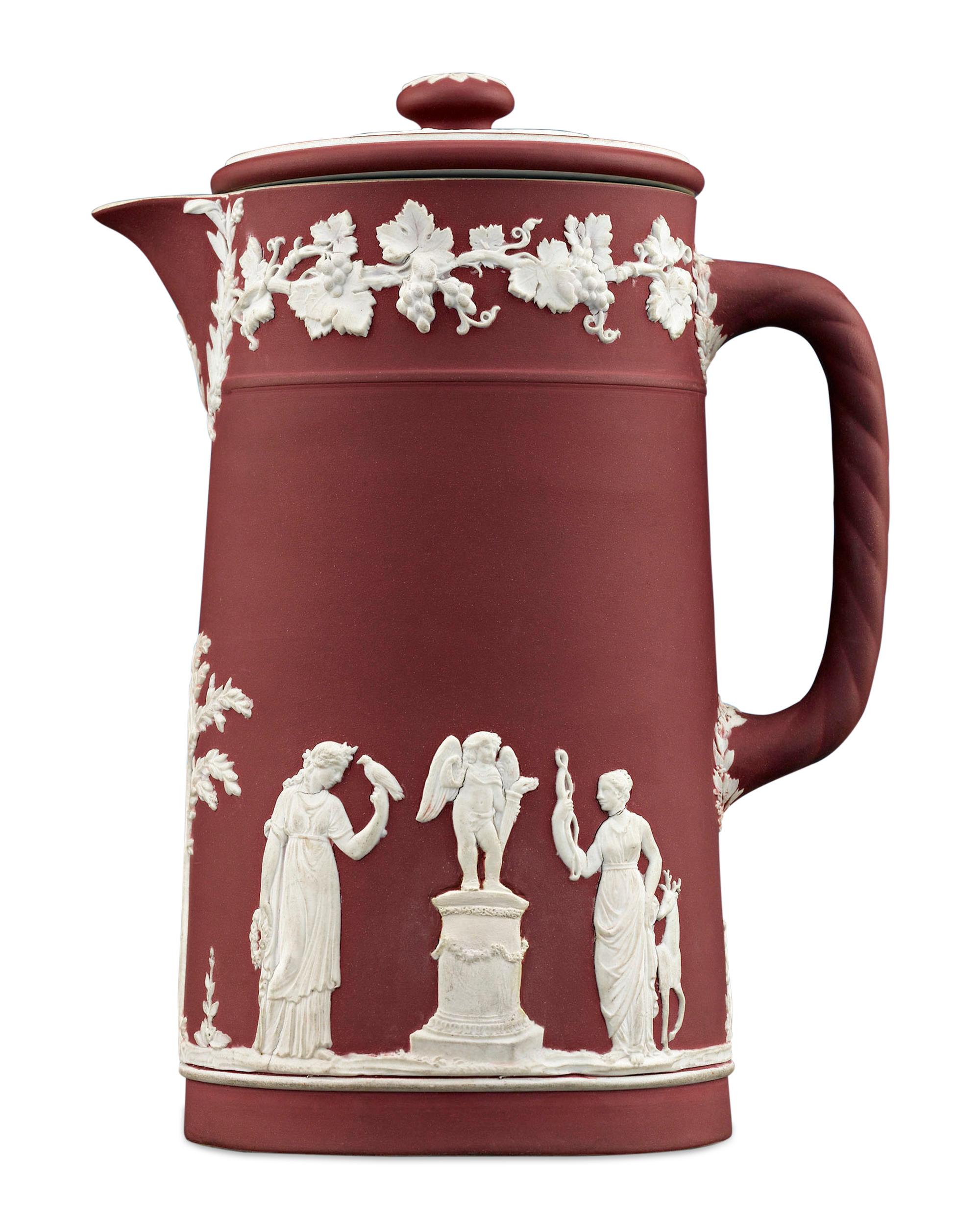 Neoclassical Wedgwood Crimson Covered Jug For Sale