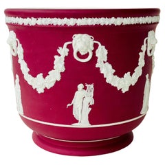 Wedgwood Crimson Dip Jasper Ware Garden Pot