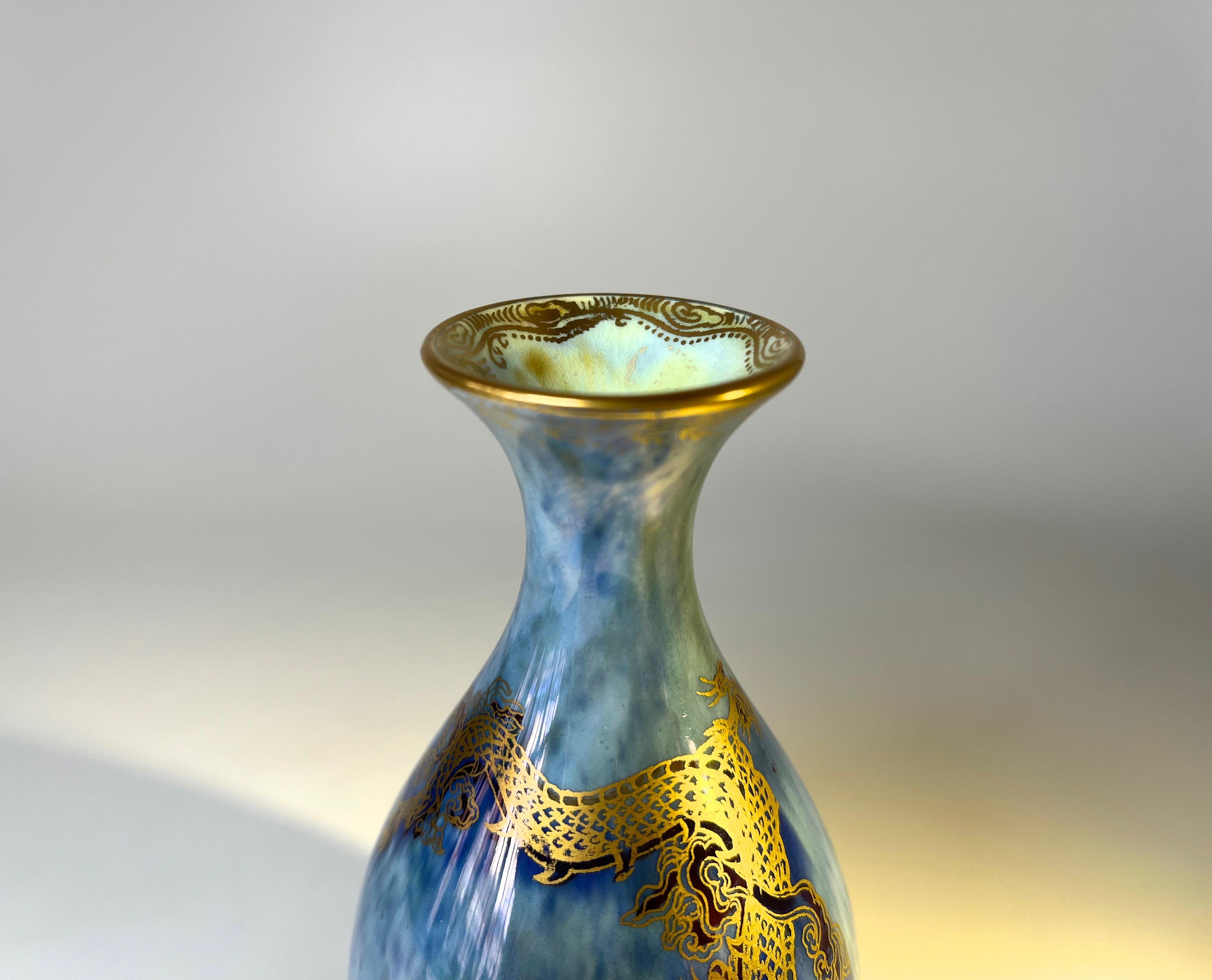British Wedgwood Daisy Makeig-Jones Gilded Dragon Ordinary Lustre Bud Vase #Z4829