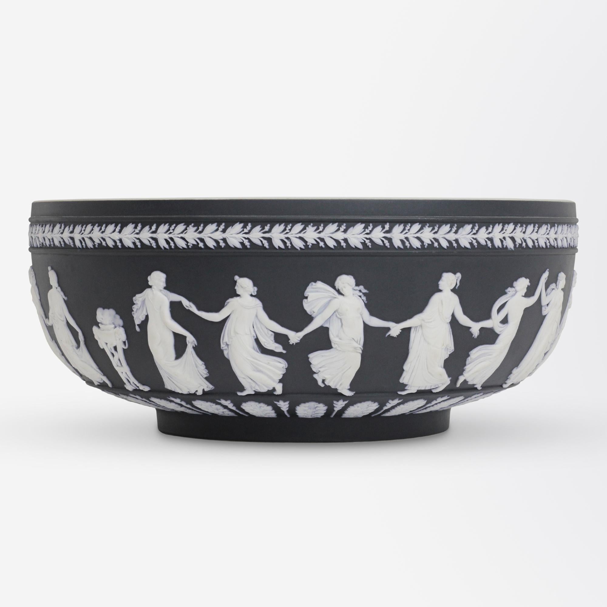 Neoclassical Wedgwood 'Dancing Hours' Black Jasper Centrepiece Bowl For Sale