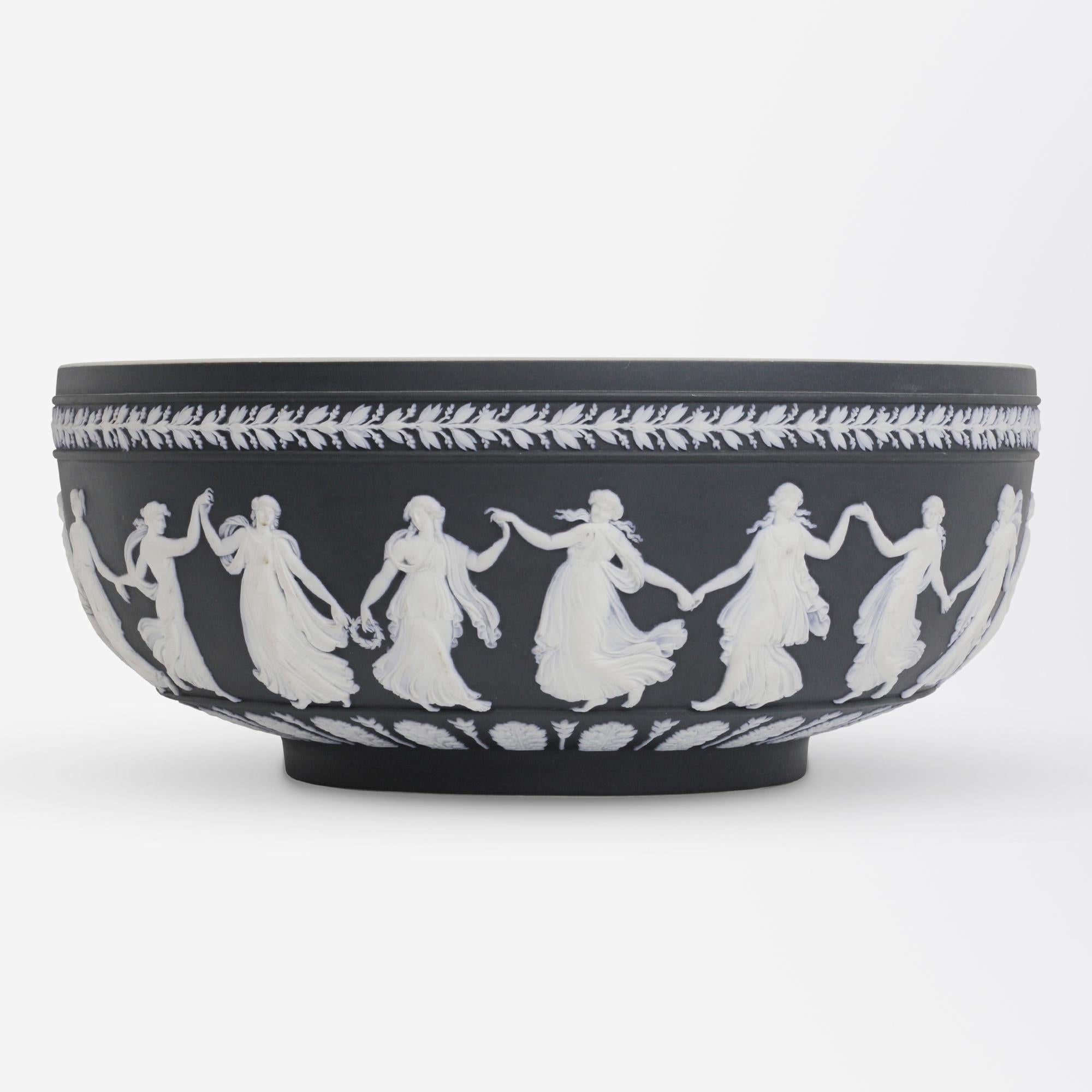 English Wedgwood 'Dancing Hours' Black Jasper Centrepiece Bowl For Sale