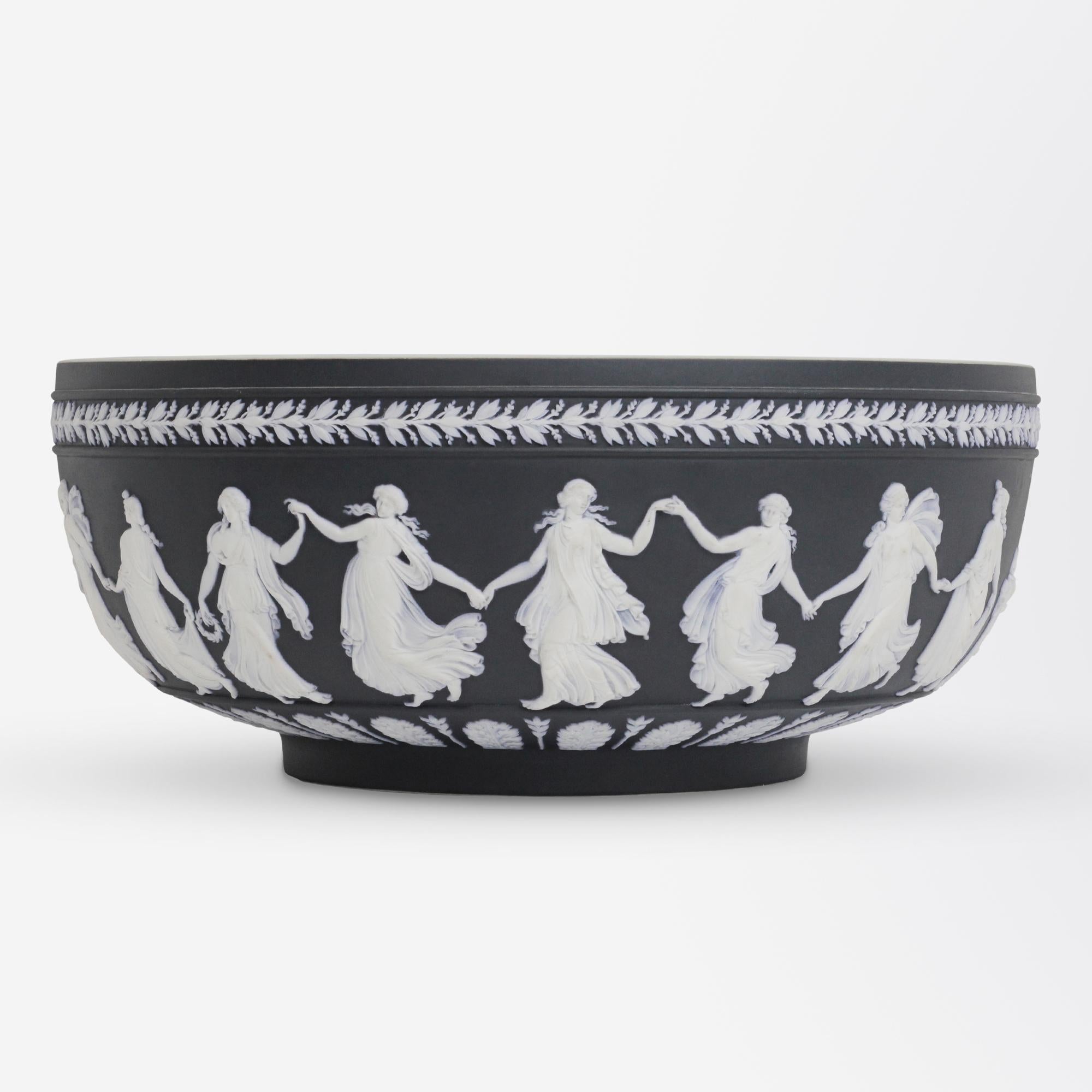 Wedgwood 'Dancing Hours' Black Jasper Centrepiece Bowl In Excellent Condition For Sale In Brisbane, QLD