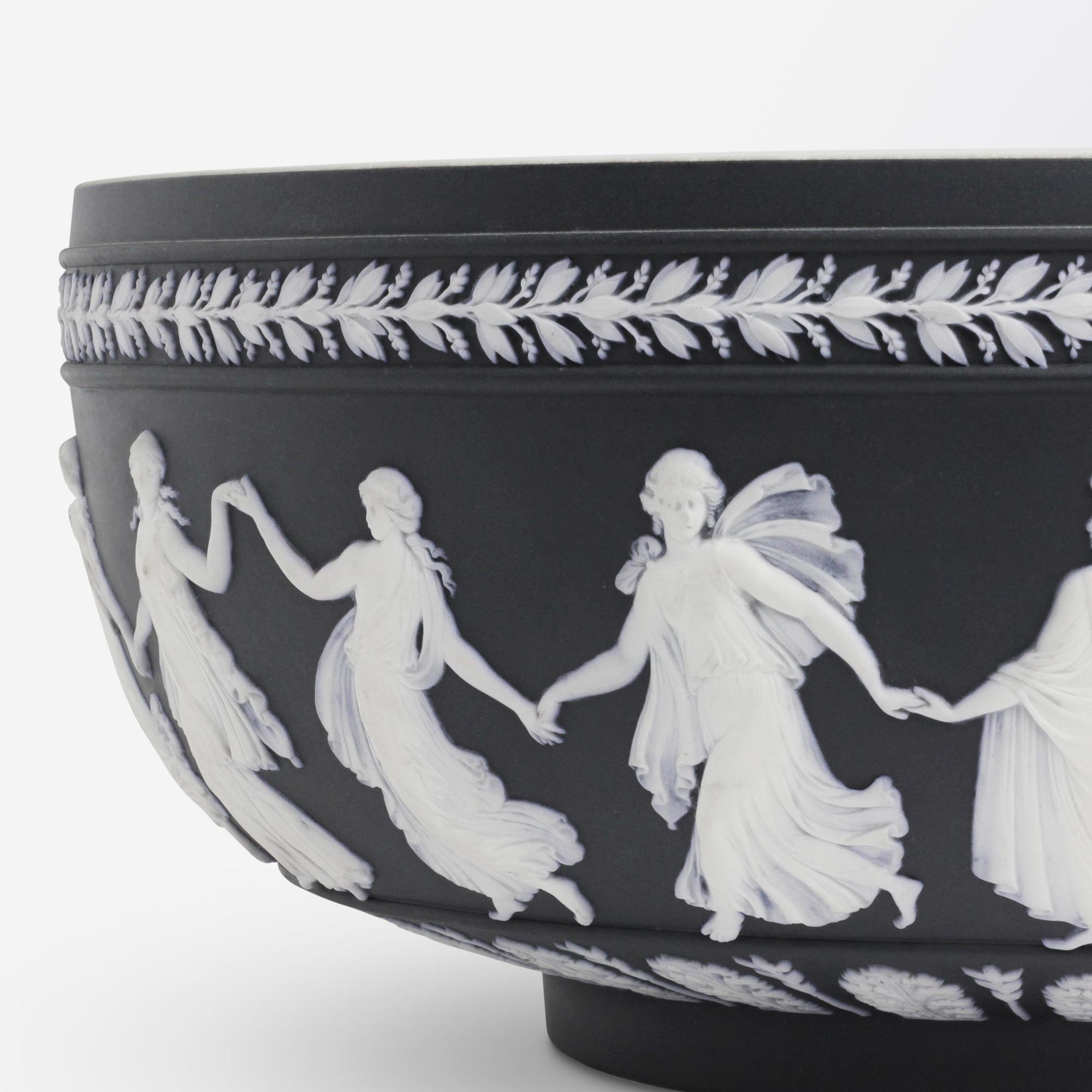 20th Century Wedgwood 'Dancing Hours' Black Jasper Centrepiece Bowl For Sale