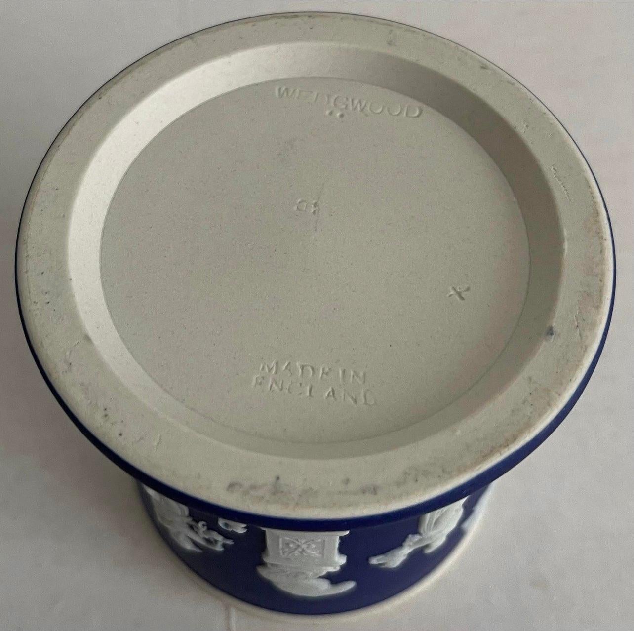 Ceramic Wedgwood Dark Blue Jasperware Tobacco Jar For Sale
