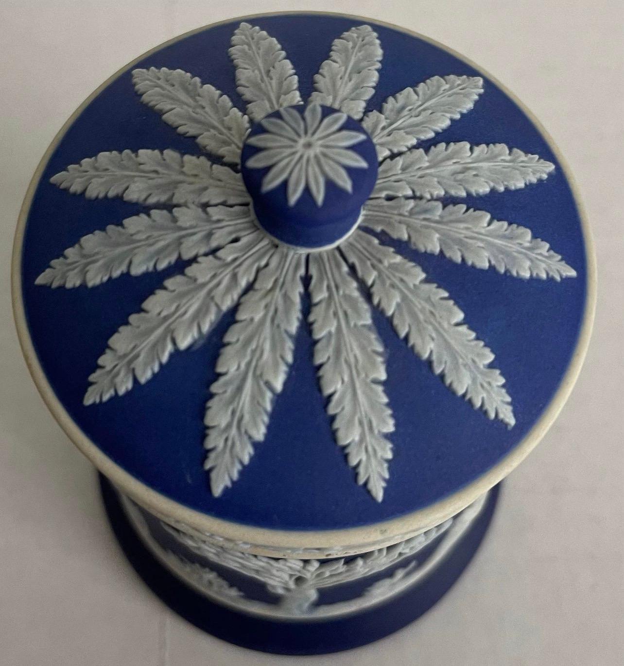 Neoclassical Wedgwood Dark Blue Jasperware Tobacco Jar For Sale