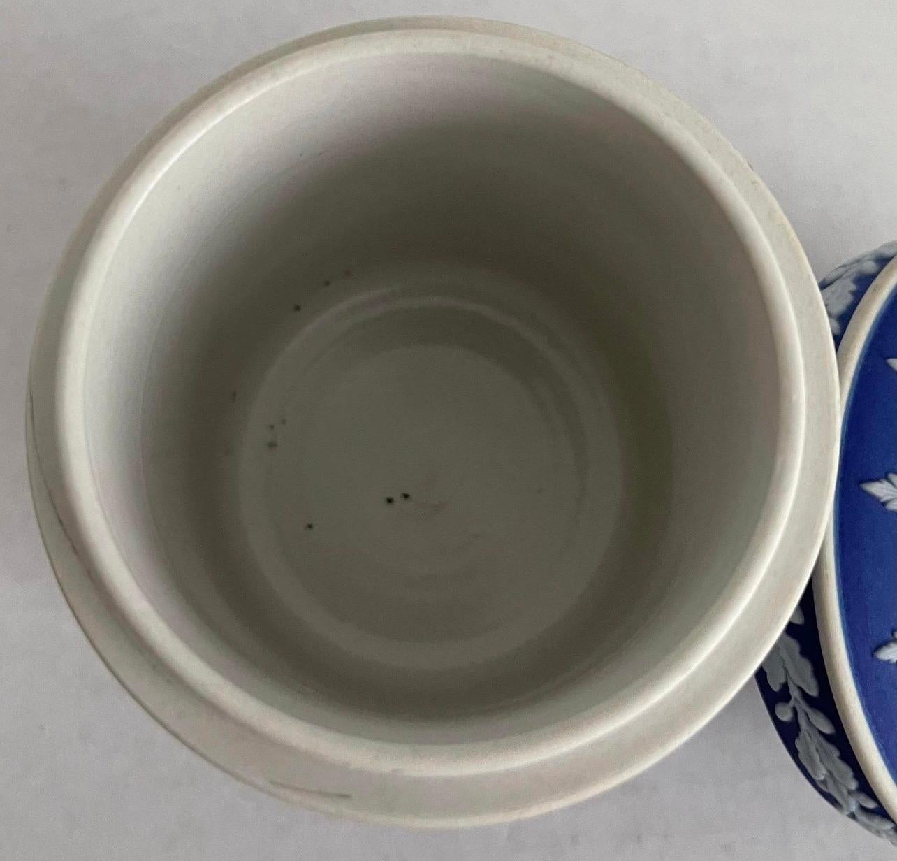 Late 20th Century Wedgwood Dark Blue Jasperware Tobacco Jar For Sale