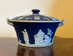 Wedgwood Dark Blue Jasperware Violet Pot, Potpourri Incense Burner