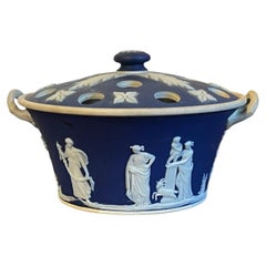 Wedgwood Dark Blue Jasperware Violet Pot, Potpourri Incense Burner