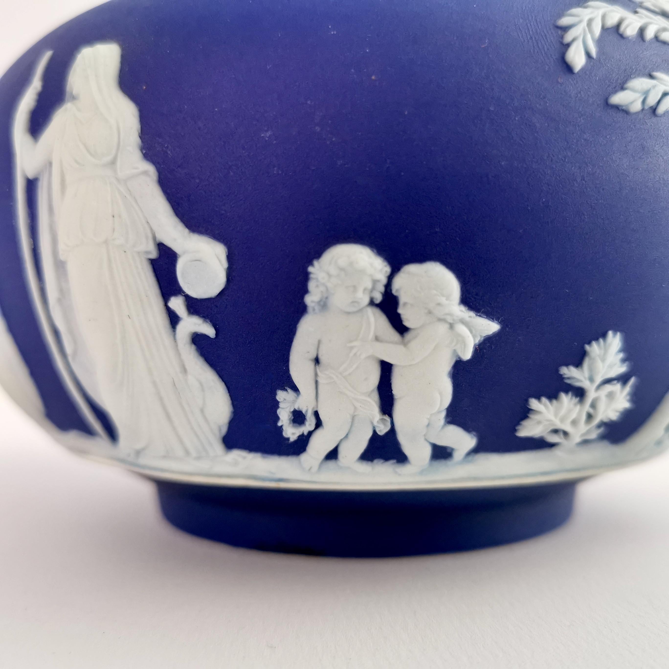 Wedgwood Dark Blue Neoclassical Jasperware Porcelain Teapot, 1 Pint, 1921 1