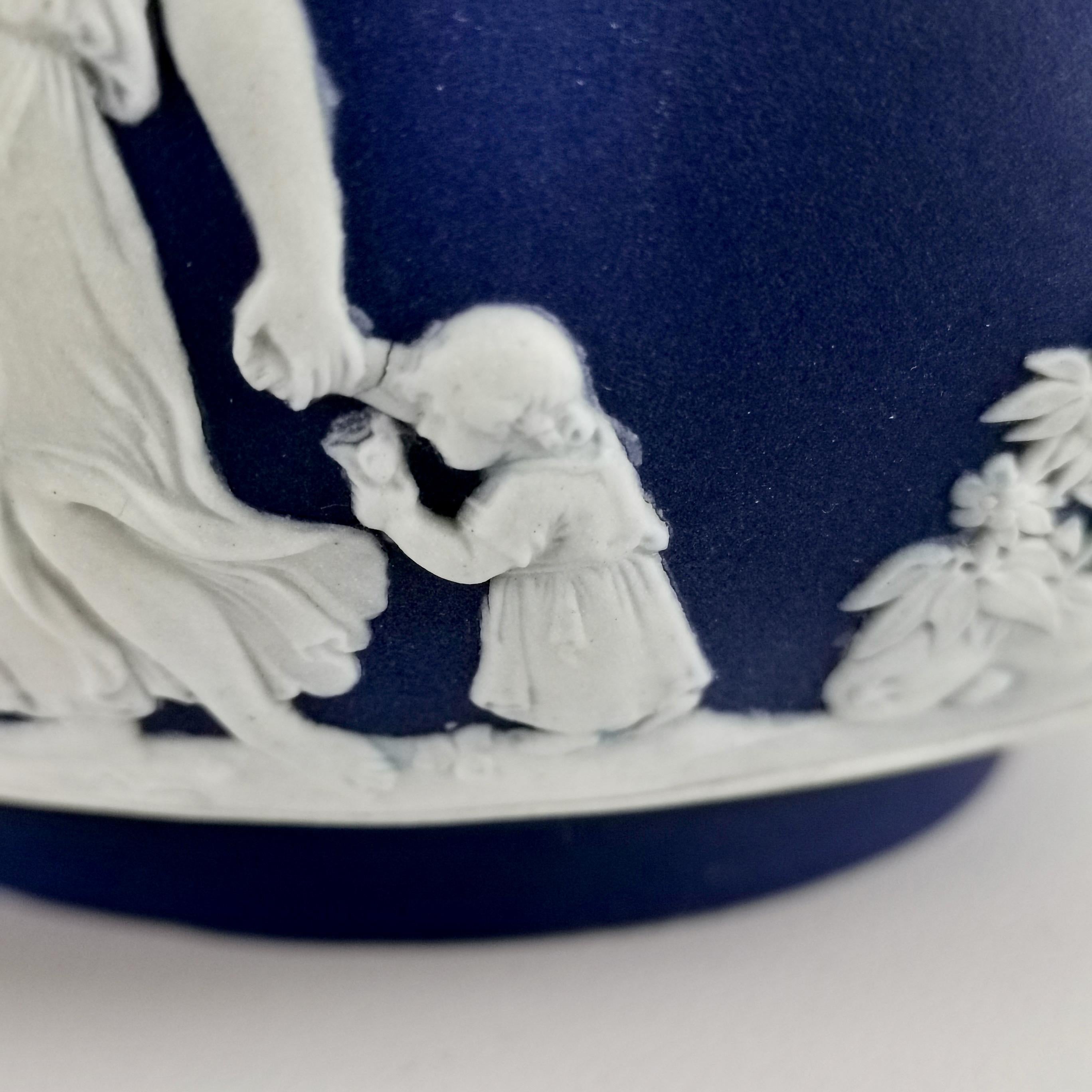 Wedgwood Dark Blue Neoclassical Jasperware Porcelain Teapot, 1 Pint, 1921 3