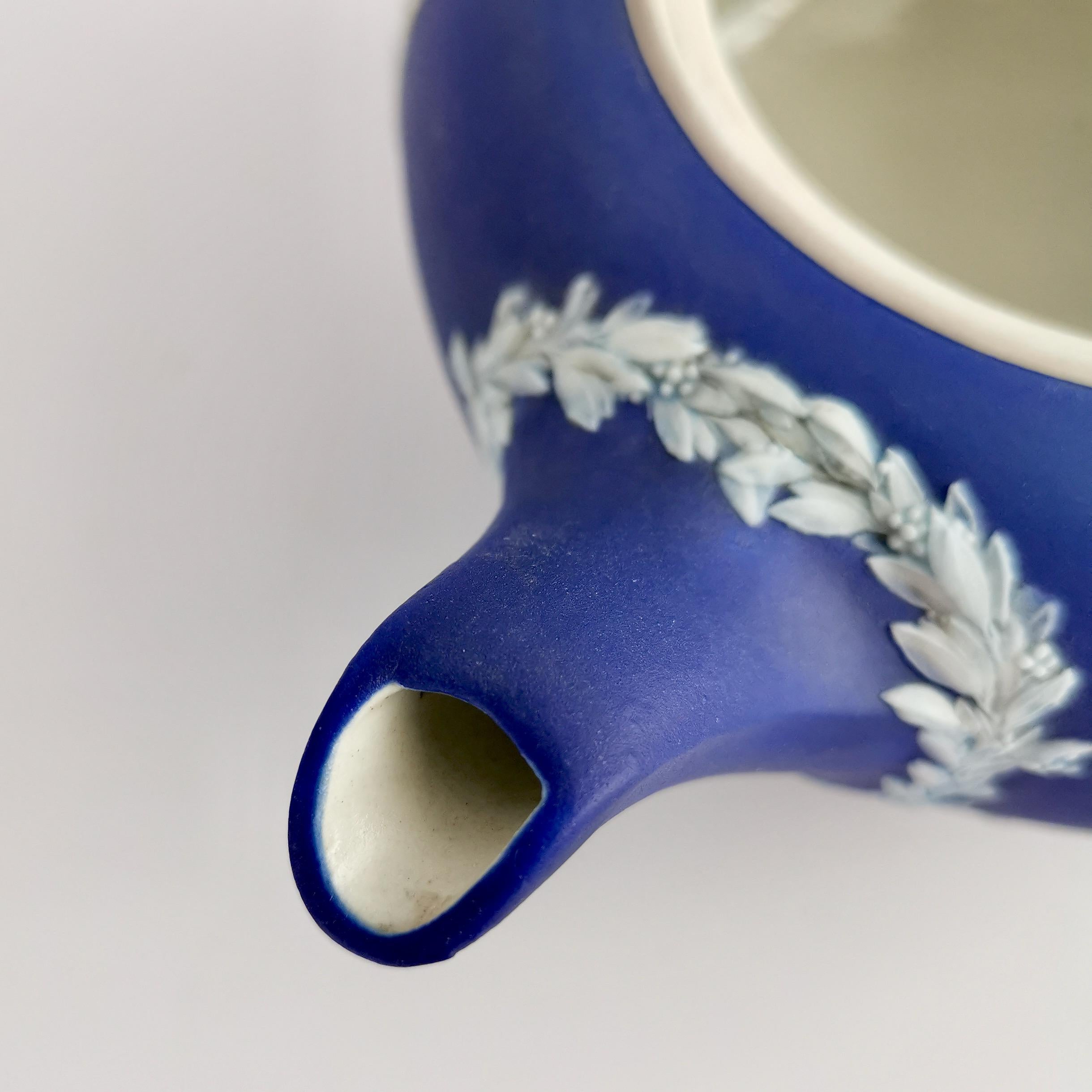 Wedgwood Dark Blue Neoclassical Jasperware Porcelain Teapot, 1 Pint, 1921 8