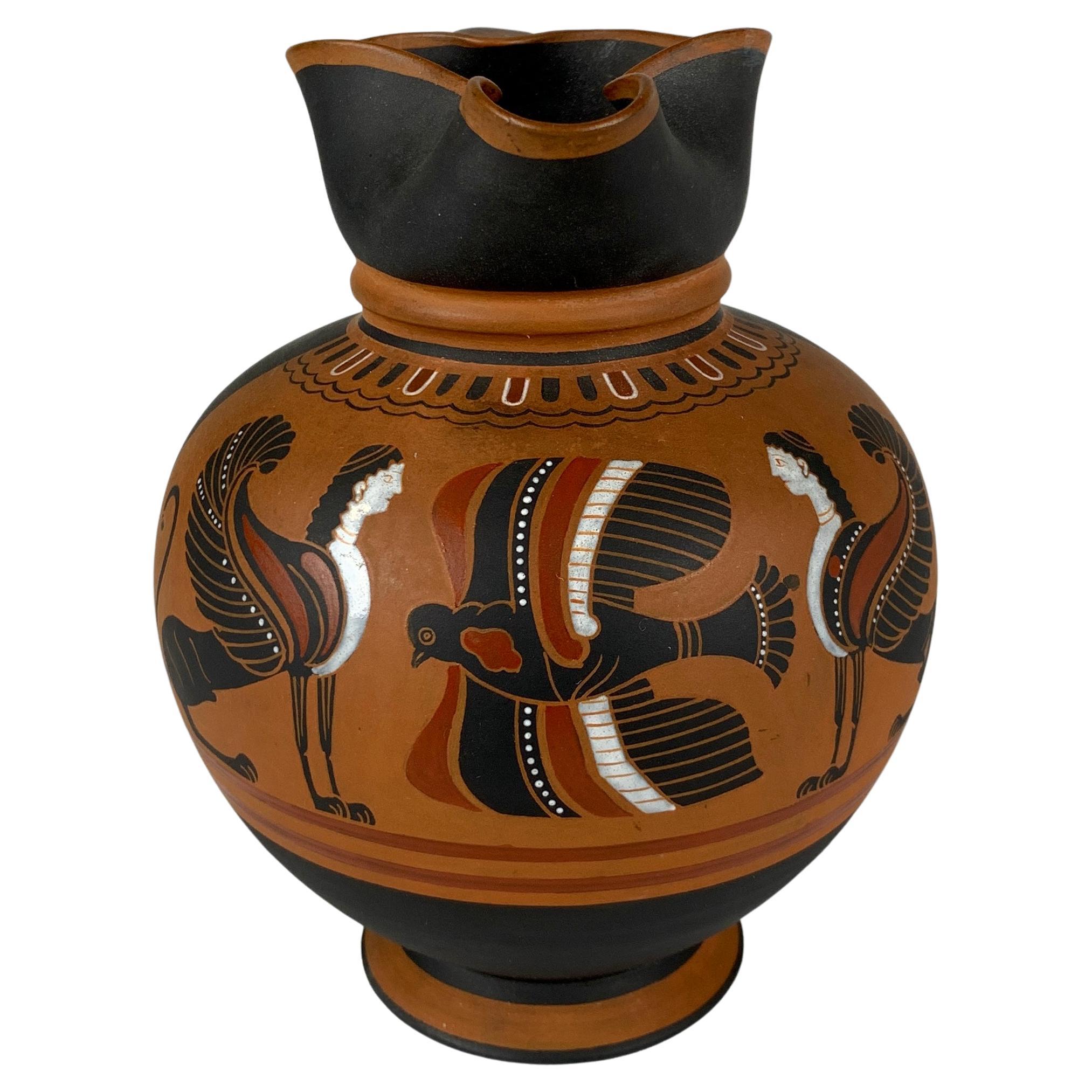 Wedgwood Egyptian Jug Decorated in Black Basalt and Rosso Antico
