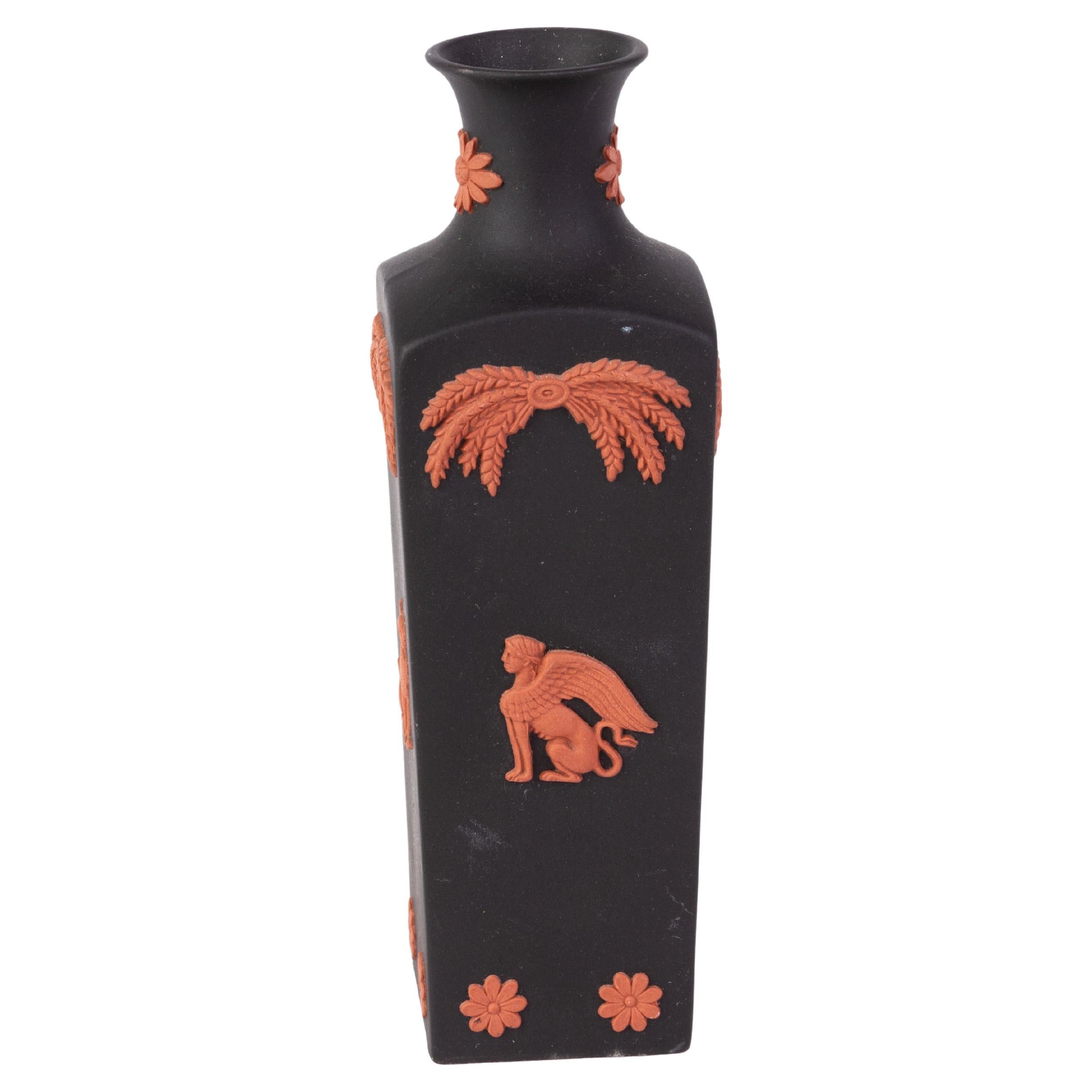 Wedgwood Egyptian Revival Black Jasperware & Terracotta Cameo Sphinx Vase