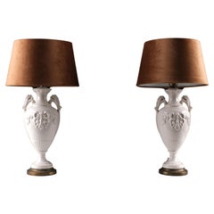 Wedgwood Embossed Cremeware Table Lamps, 1970s, England