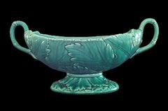 WEDGWOOD - Embossed Majolica Grape Leaf Center Bowl - U.K. - Circa 1940