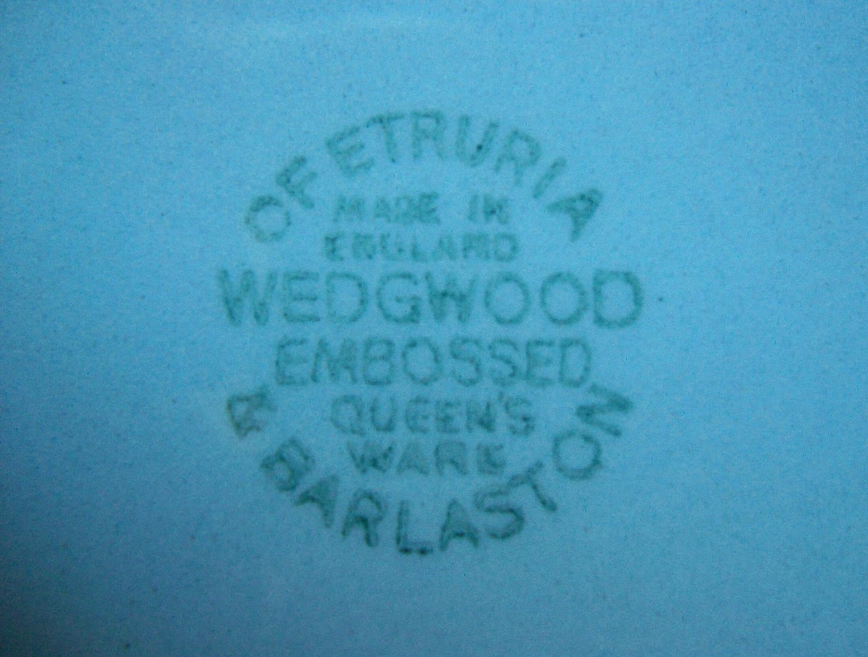 Victorian Wedgwood, Embossed Queens Ware Round Platter, United Kingdom, circa 1950's For Sale