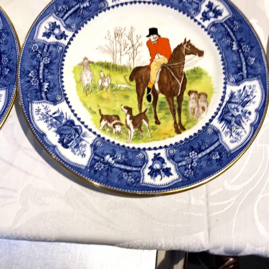 Wedgwood Enameled Hunt Plates, Set of 18 1