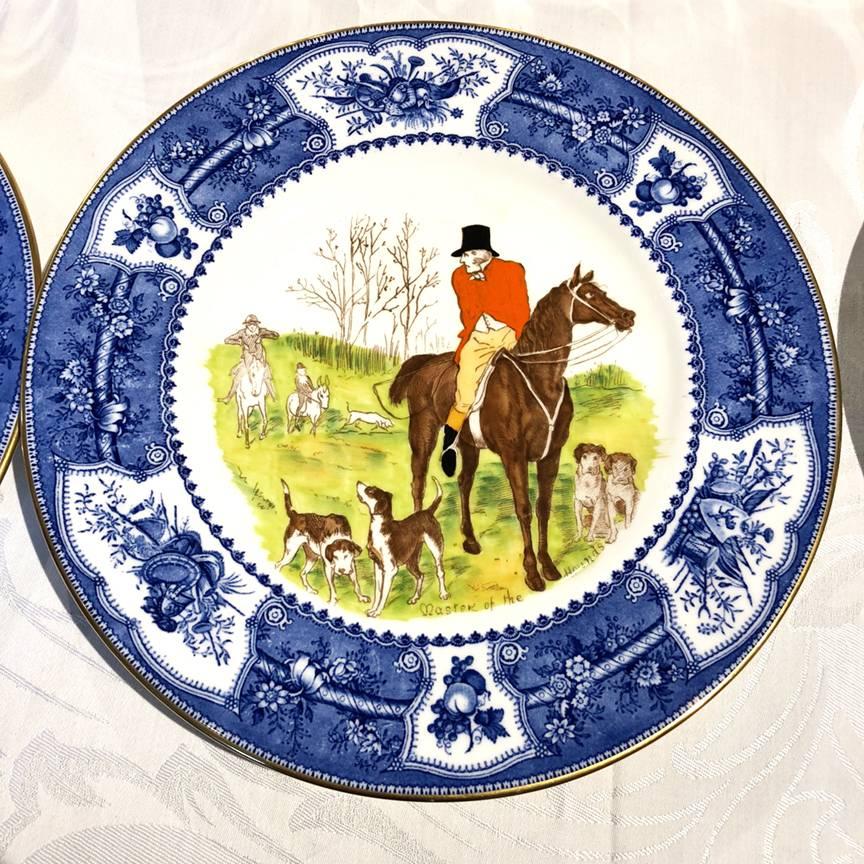 Wedgwood Enameled Hunt Plates, Set of 18 2