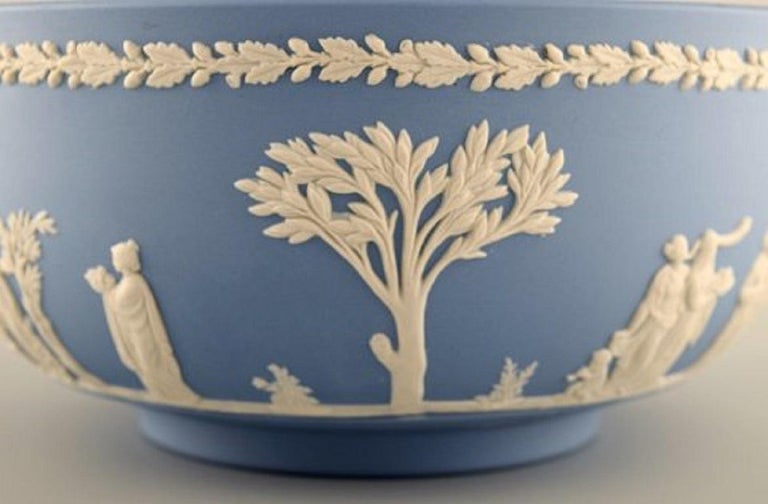 Wedgwood, England, Large Bowl in Light Blue Stoneware with Classicist