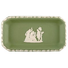 Vintage Wedgwood, England, Small Dish in Green Stoneware with Classicist Scenes