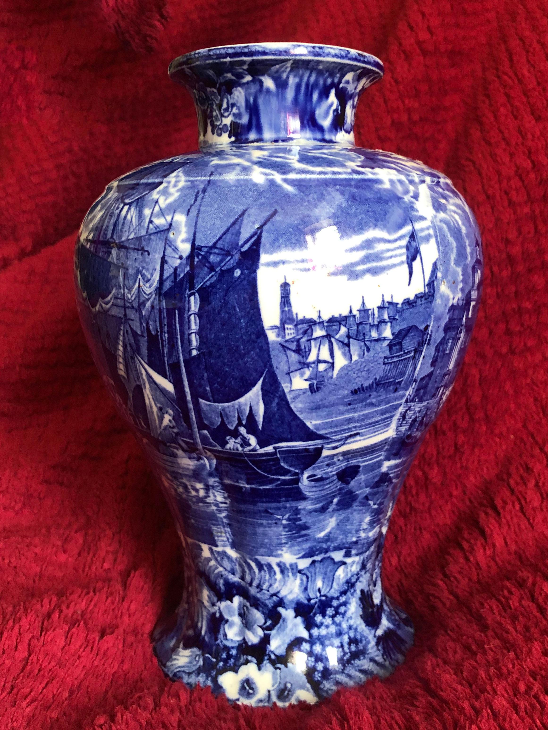 WedgWood Etruria Ferrara  Blue and White Lidded Vase For Sale 2