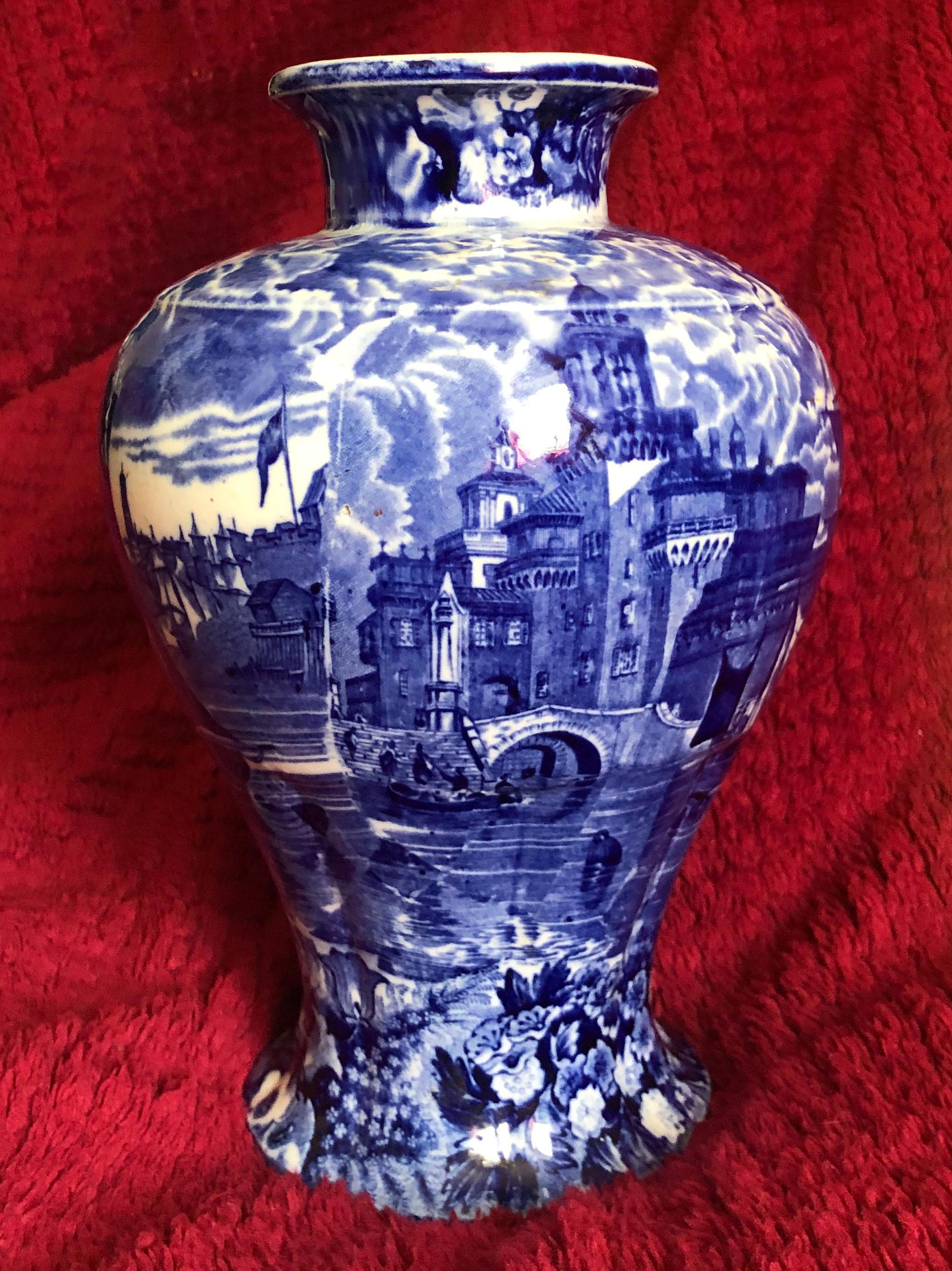 WedgWood Etruria Ferrara  Blue and White Lidded Vase For Sale 3