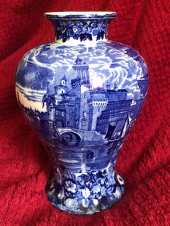 WedgWood Etruria Ferrara Blue and White Lidded Vase