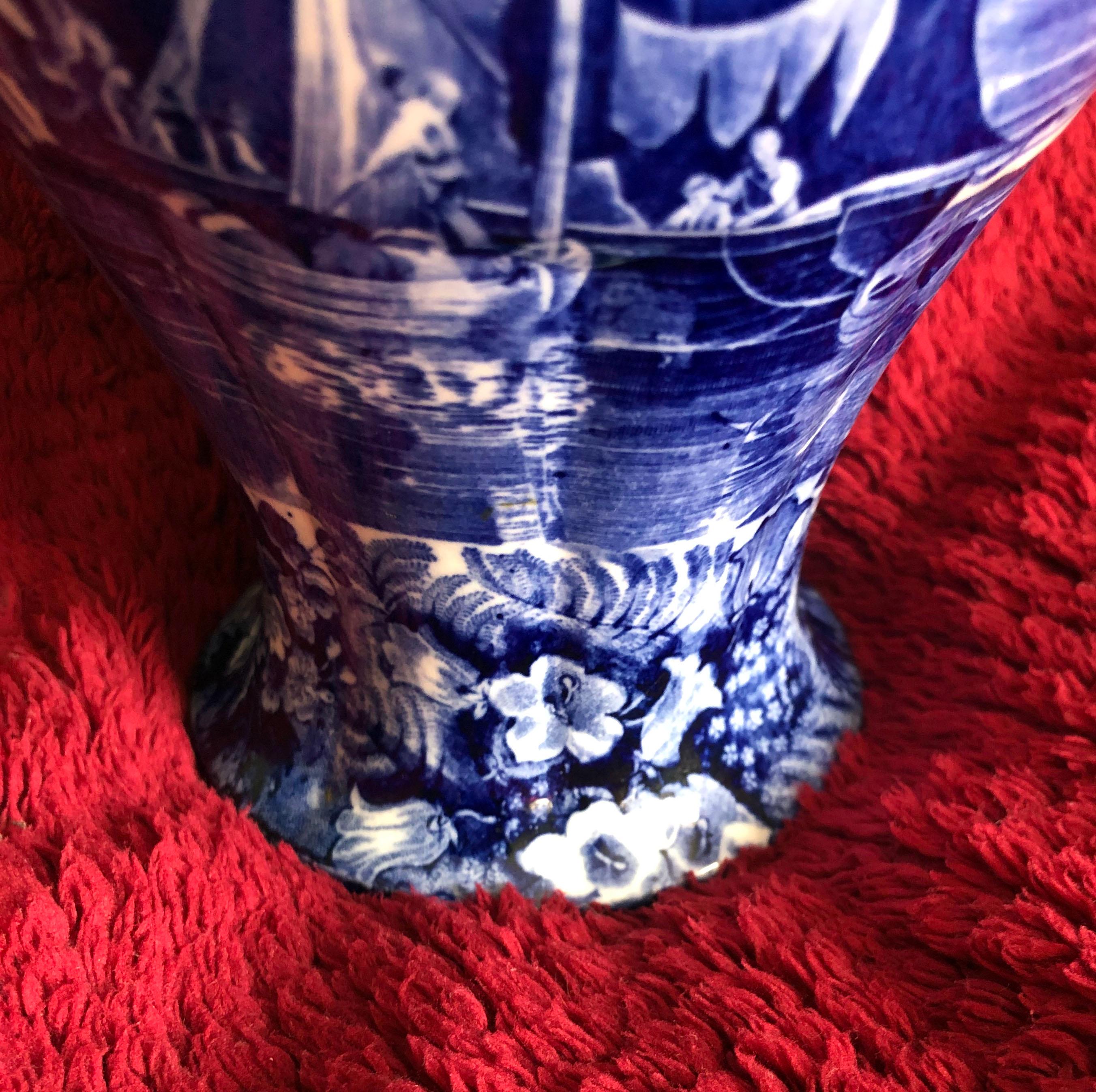 WedgWood Etruria Ferrara  Blue and White Lidded Vase For Sale 1