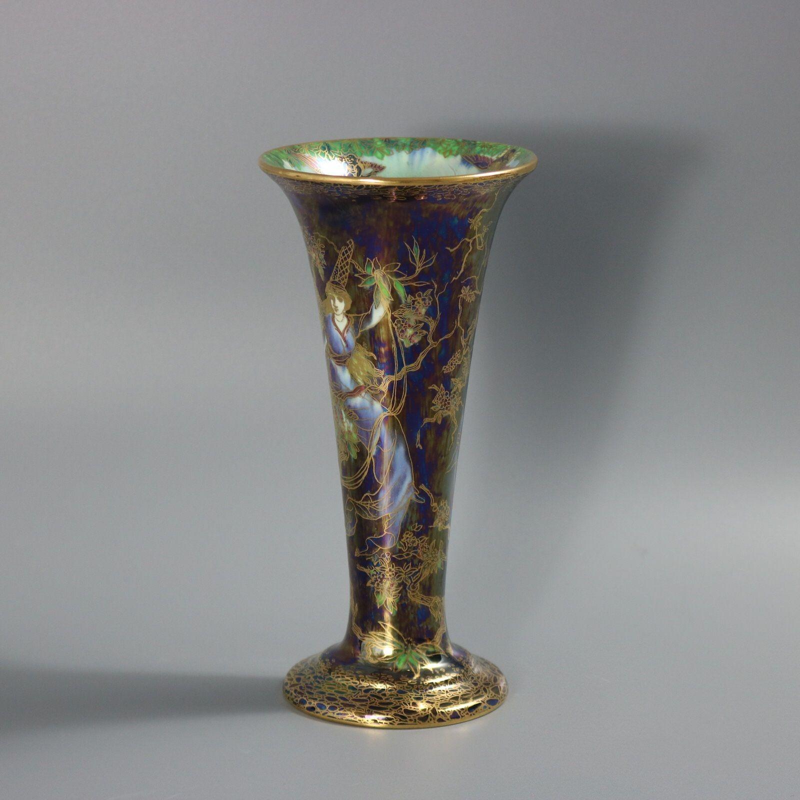 English Wedgwood Fairyland Lustre Butterfly Women Trumpet Vase For Sale
