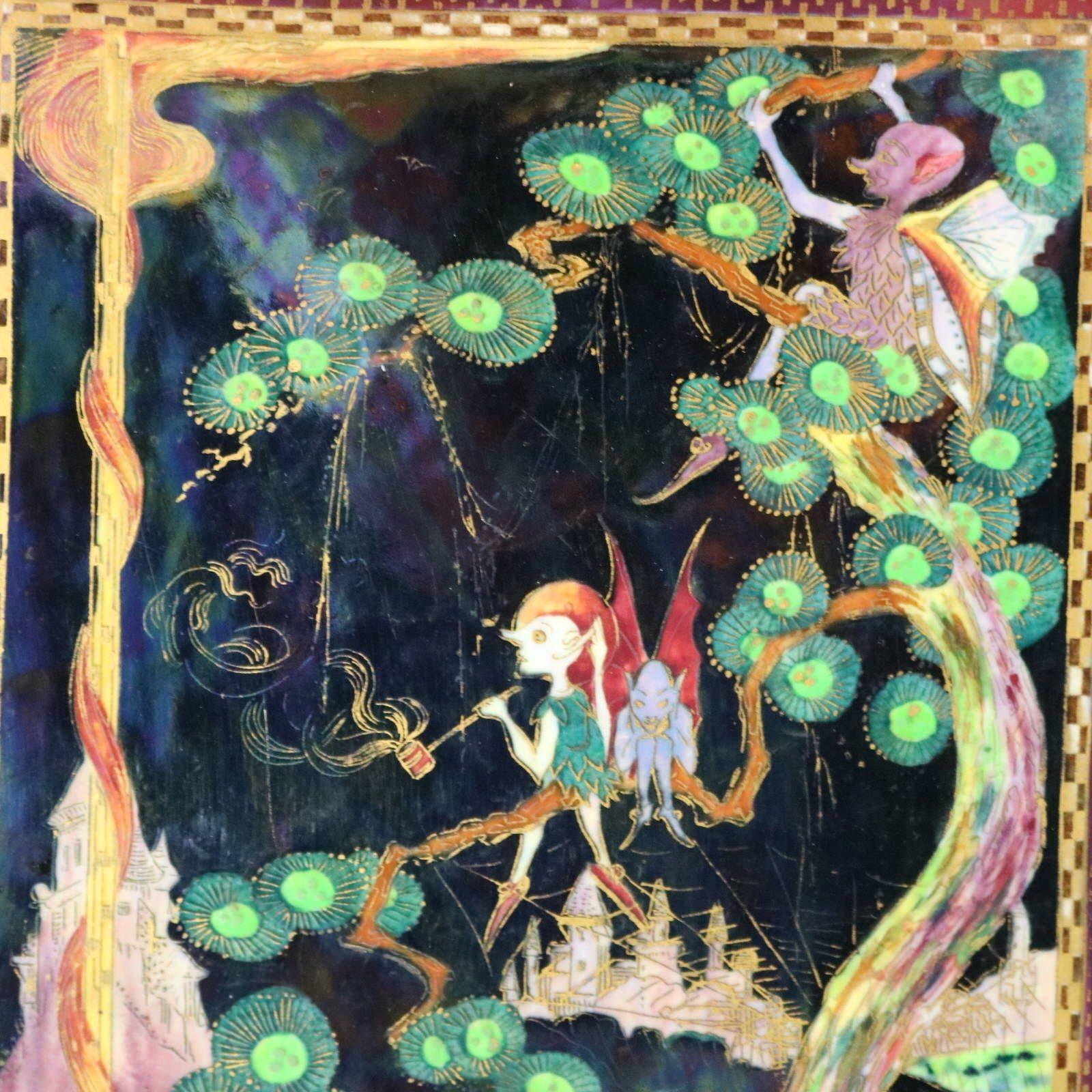 Fairyland Lustre „Elfen in einem Kiefernbaum“ Plakette von Wedgwood (Art déco) im Angebot