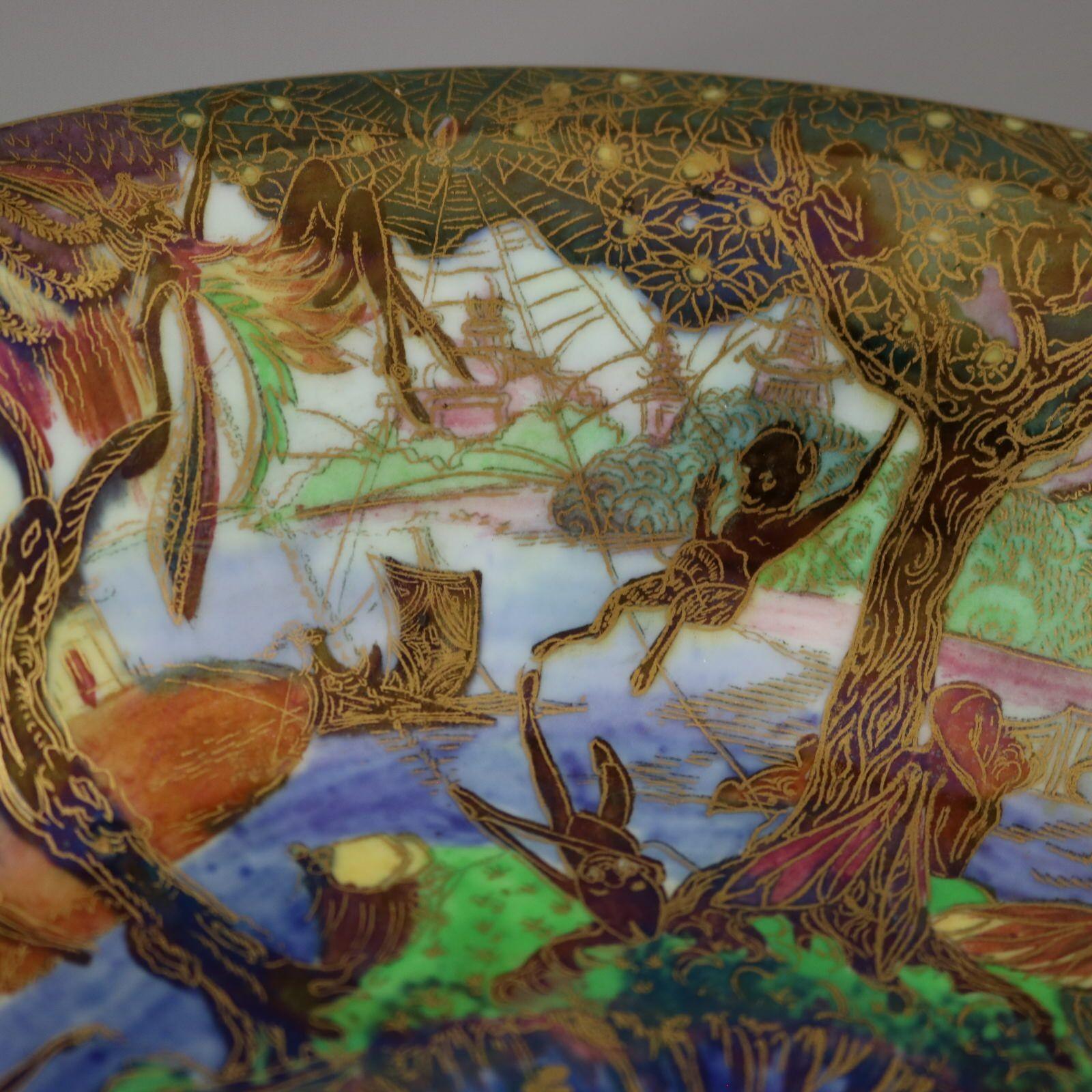 Pottery Wedgwood Fairyland Lustre Jumping Faun Lily Tray For Sale