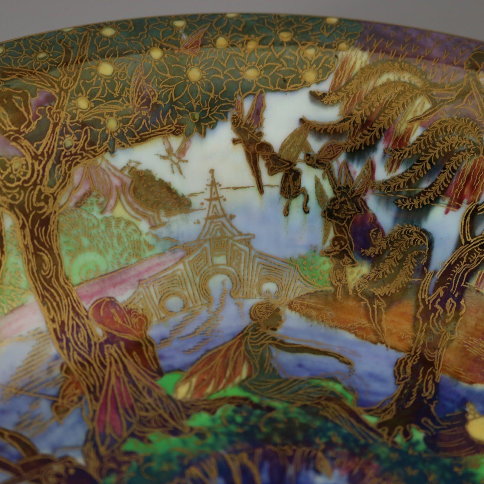 Pottery Wedgwood Fairyland Lustre Jumping Faun Lily Tray For Sale