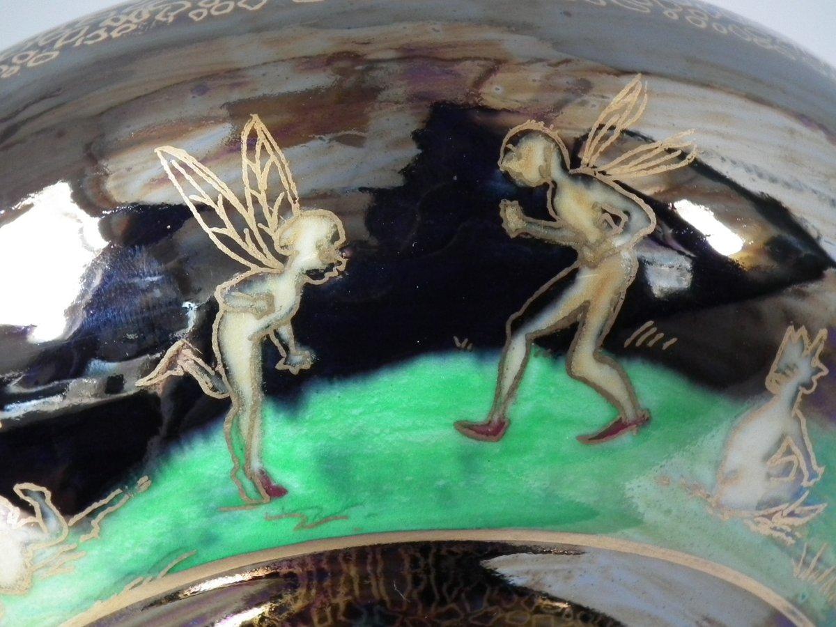 Glazed Wedgwood Fairyland Lustre 'Leapfrogging Elves' Bowl