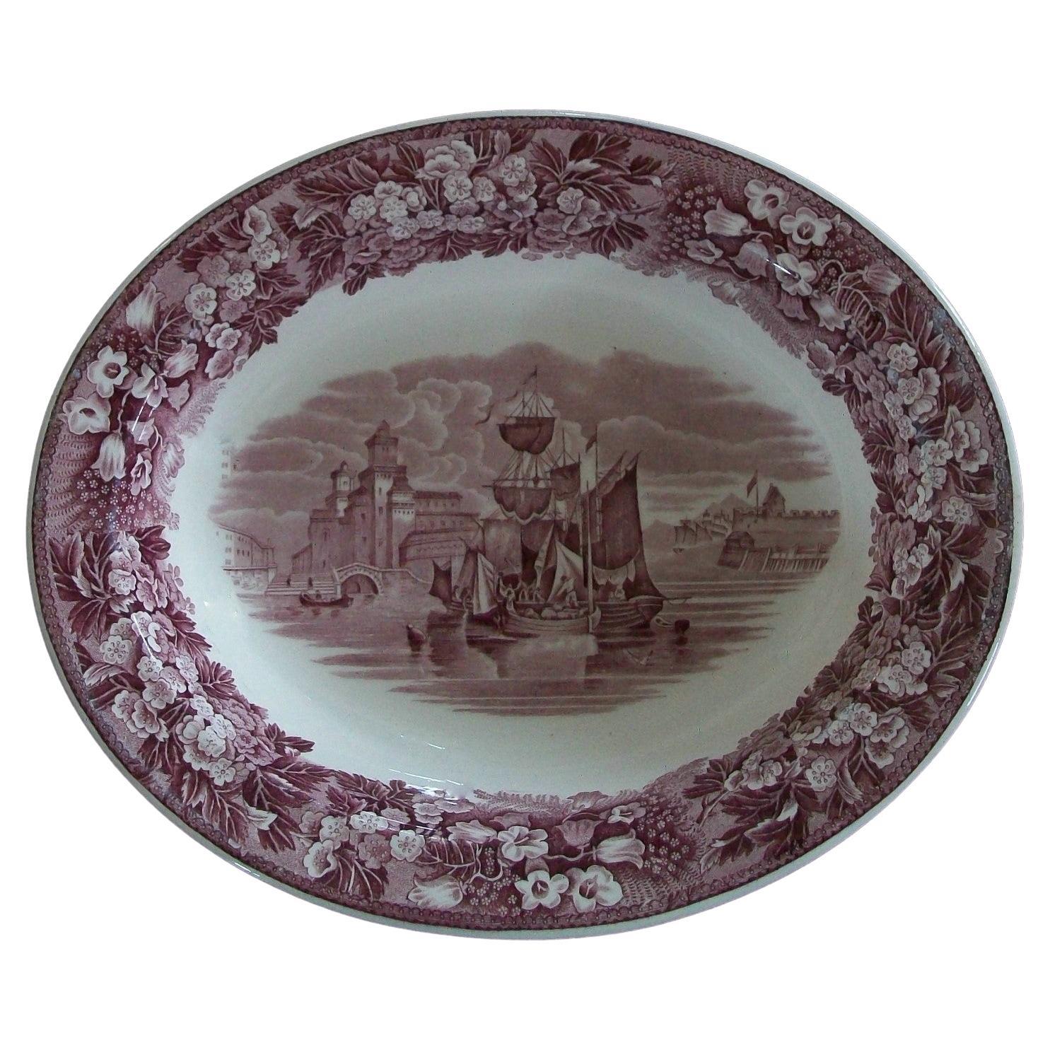 Wedgwood, 'Ferrara', antike Schale mit rotem Transferdekor, K.K., um 1901