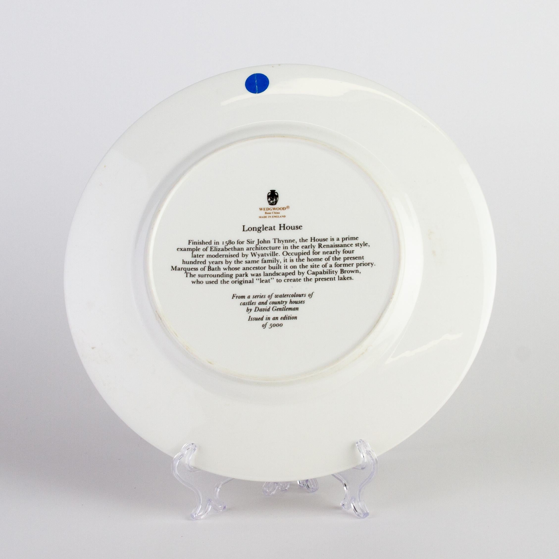 Wedgwood Fine English Porcelain Plate Depicting Longleat House For Sale 1