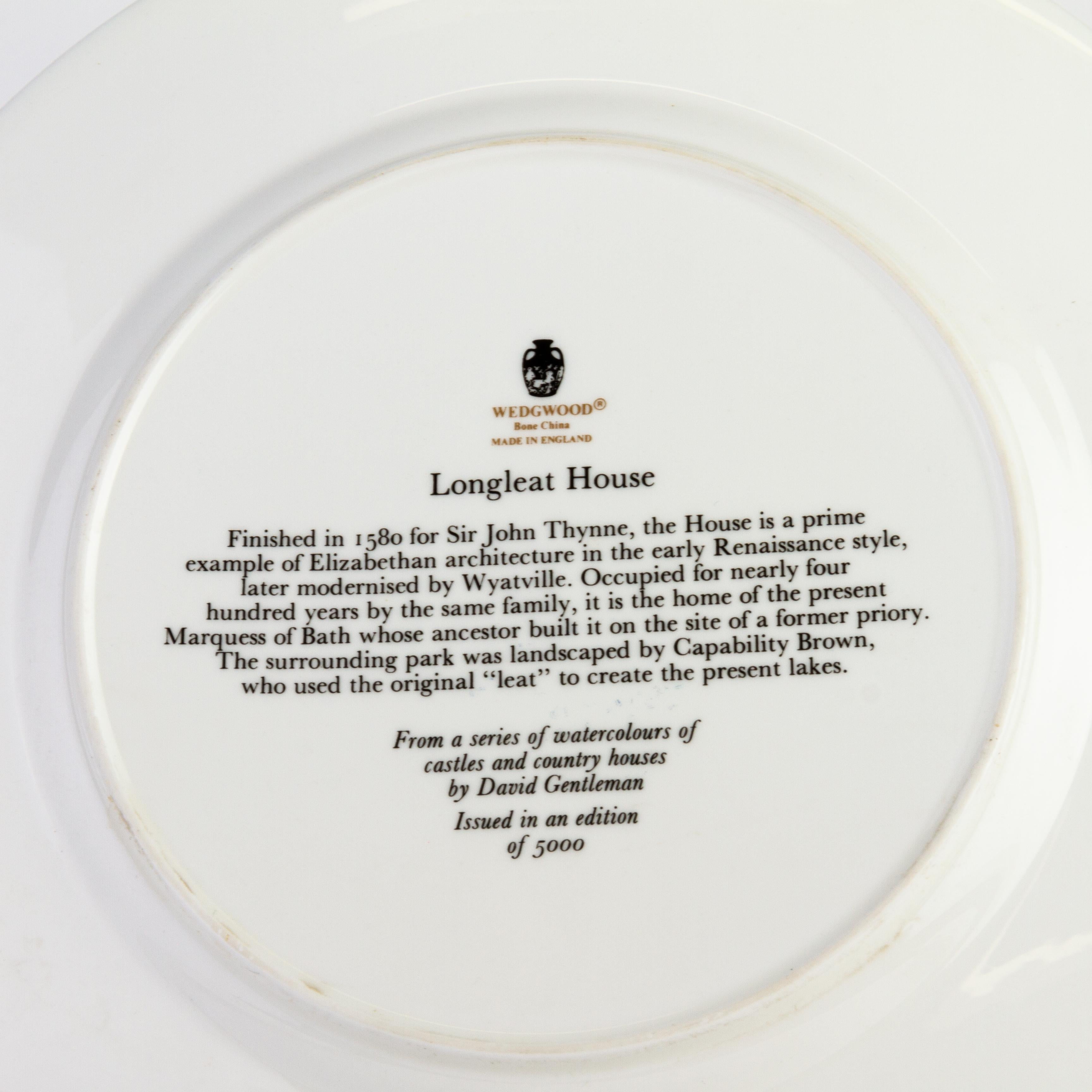 Wedgwood Fine English Porcelain Plate Depicting Longleat House For Sale 2