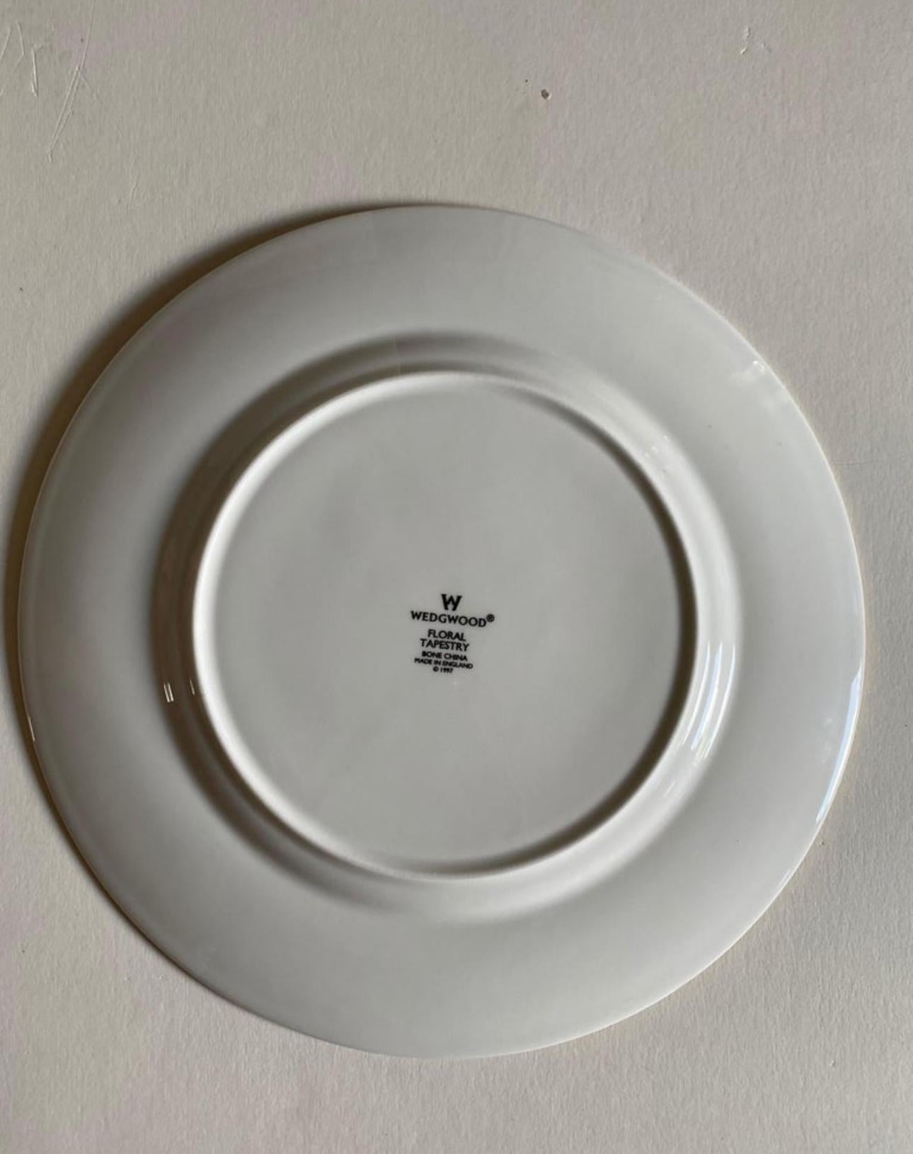 English Wedgwood Floral Tapestry Dinner Plate Set, 6 Pieces For Sale
