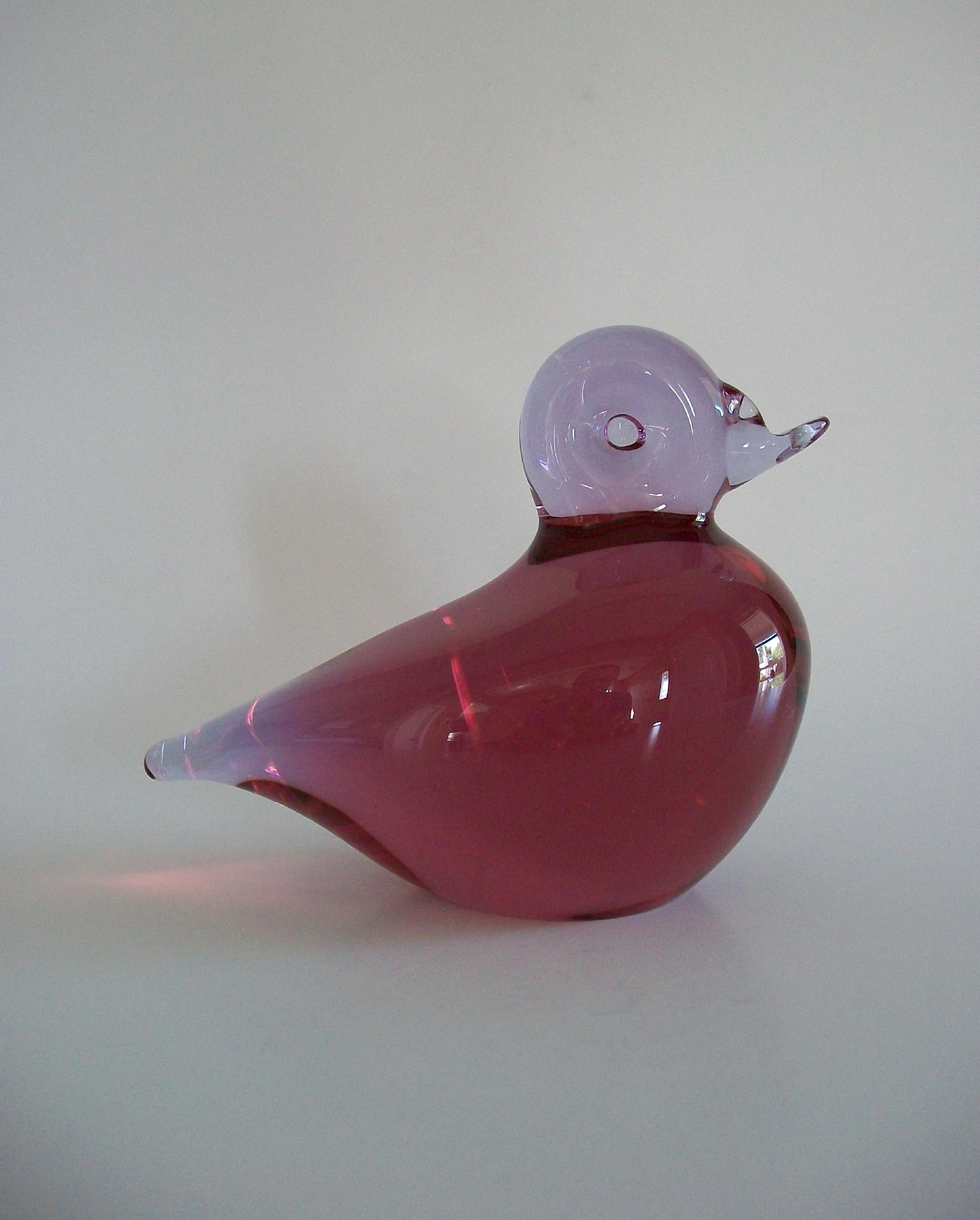 Mid-Century Modern WEDGWOOD GLASS - Pink & Lavender Glass Duck Paperweight - U.K. - Circa 1970's For Sale