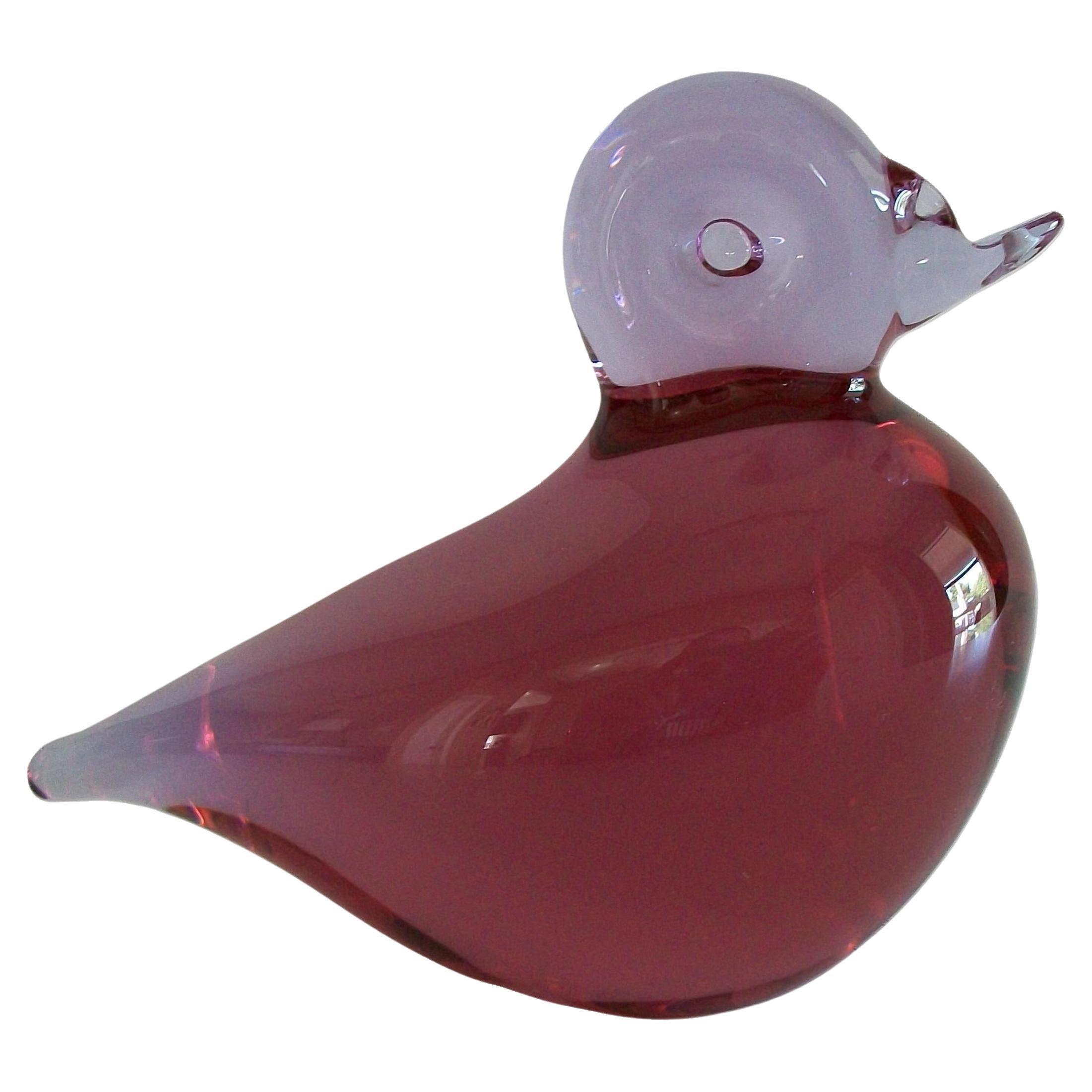 WEDGWOOD GLASS - Pink & Lavender Glass Duck Paperweight - U.K. - Circa 1970's For Sale