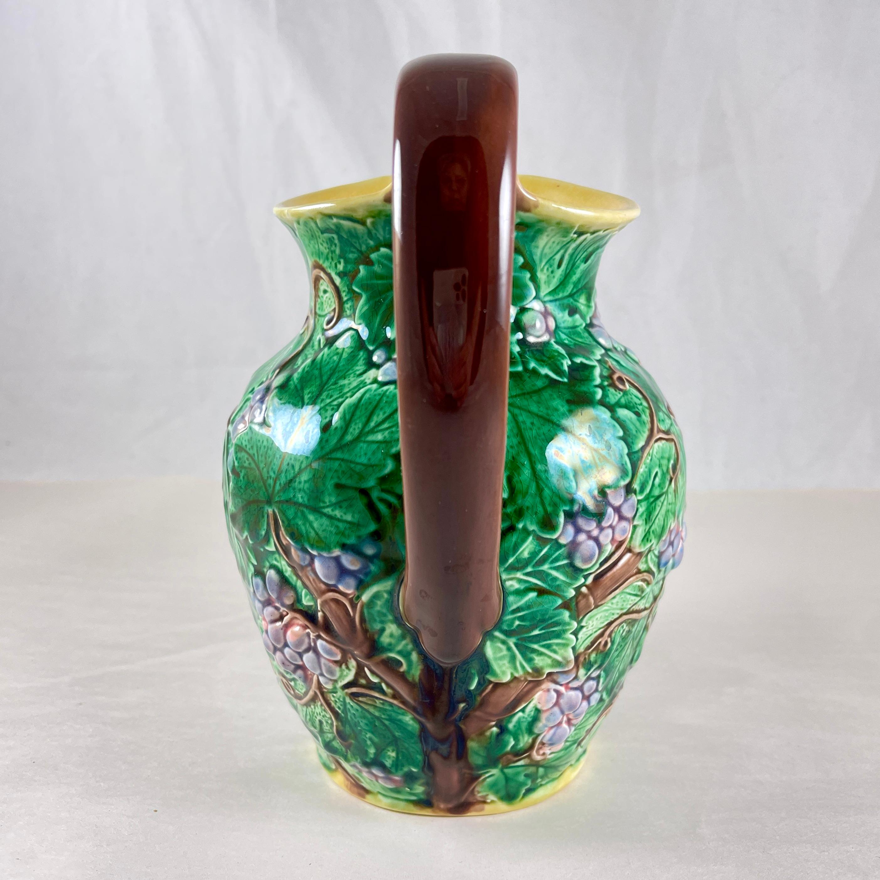 20th Century Wedgwood Grape Leaf Majolica Pitcher For Sale