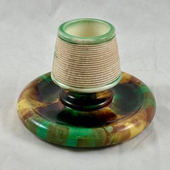 Wedgwood Green & Brown Tortoiseshell Glazed English Majolica Match Striker