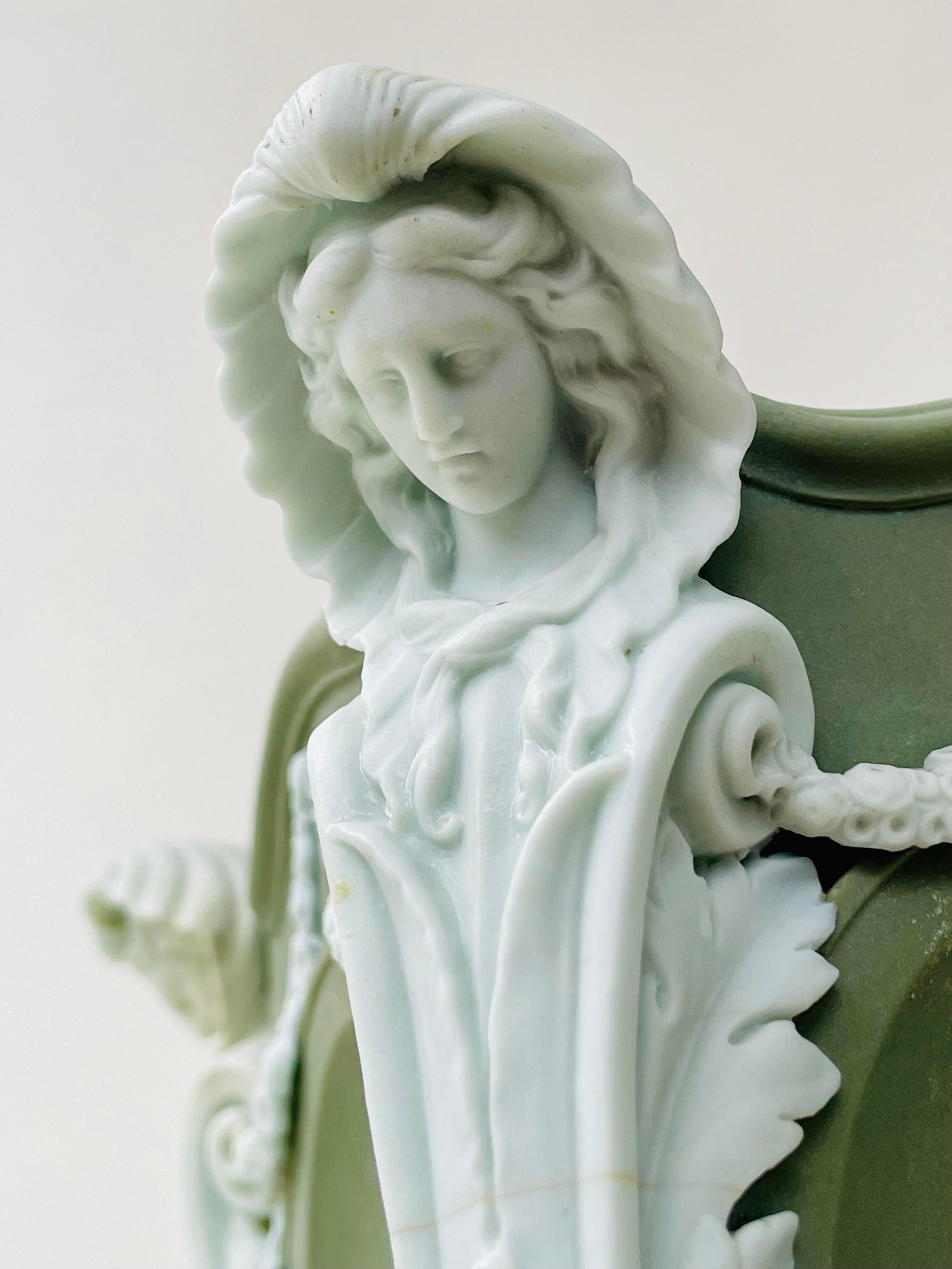 18th Century Wedgwood Solid Green Jasper Stoneware Caryatid Bough Pot For Sale 3