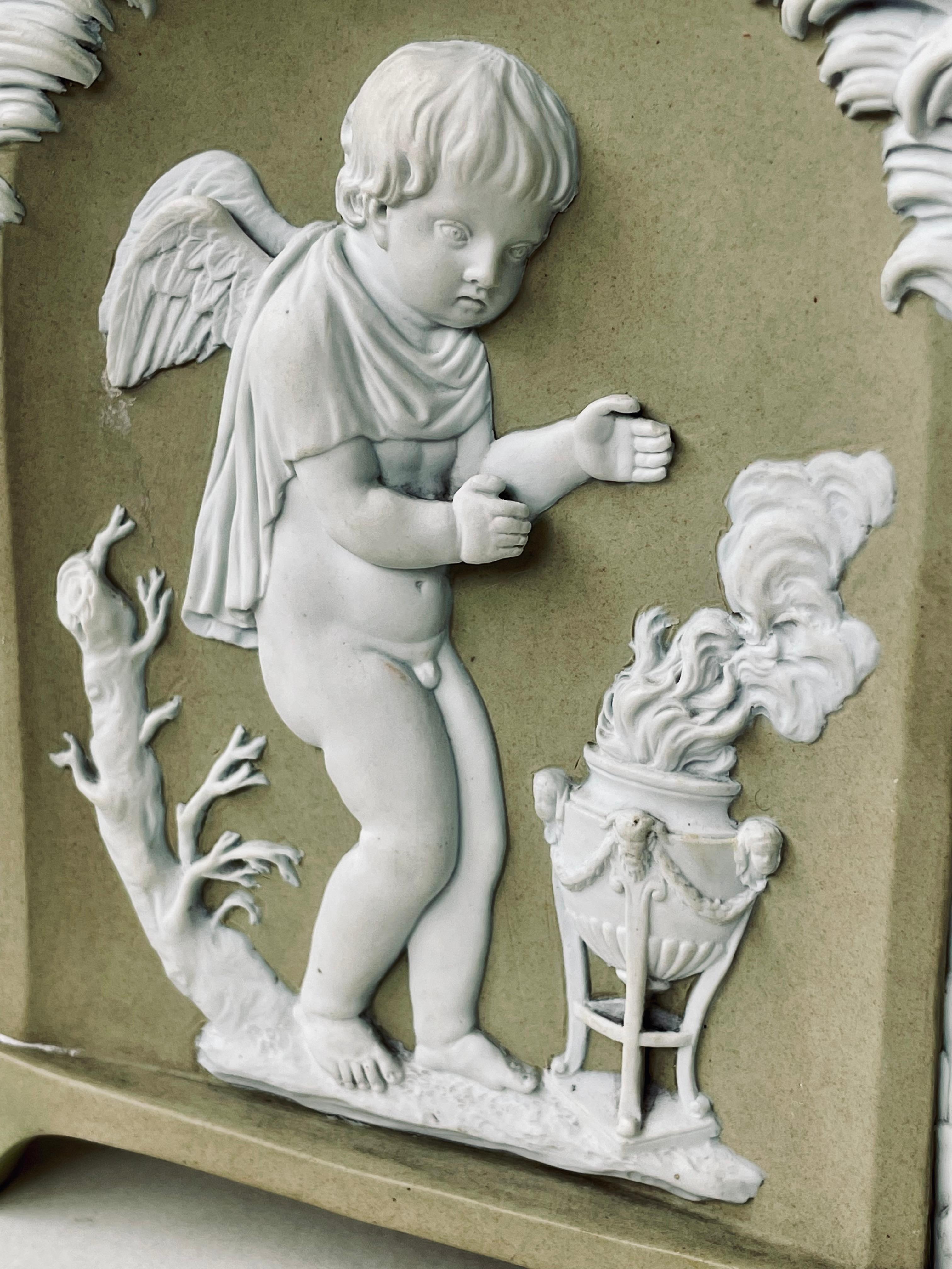 18th Century Wedgwood Solid Green Jasper Stoneware Bough Pot, Cupid as Seasons For Sale 7
