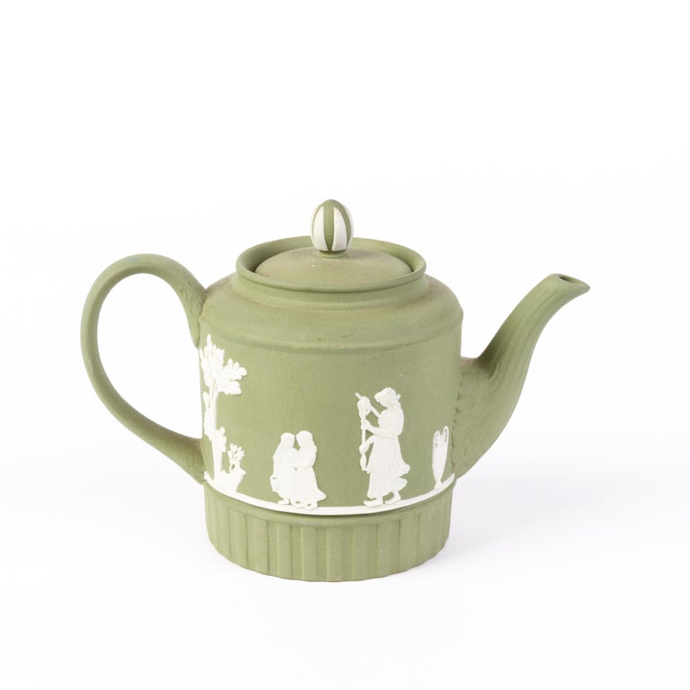 Wedgwood Sage Green Jasperware, Miniature Teapot