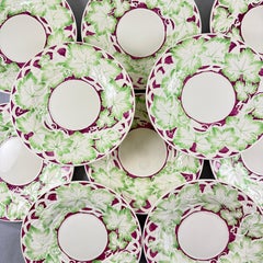 Wedgwood Hand Painted Burgundy & Green Leaf Plates, set of 10