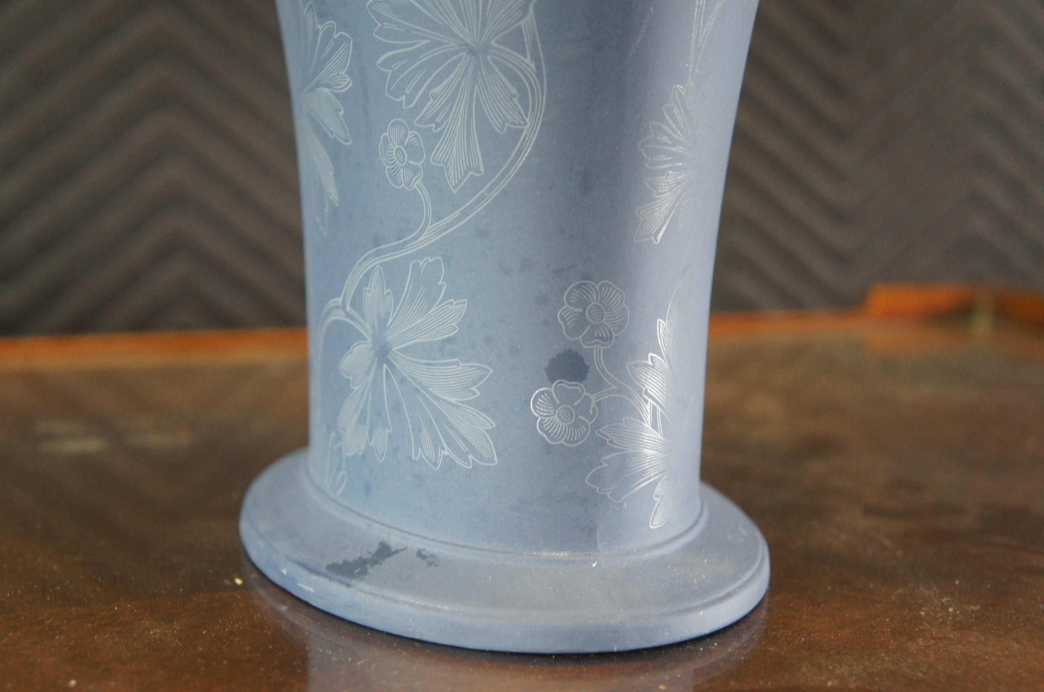 Wedgwood Interiors English Etched Floral Oval Footed Spray Vase 10